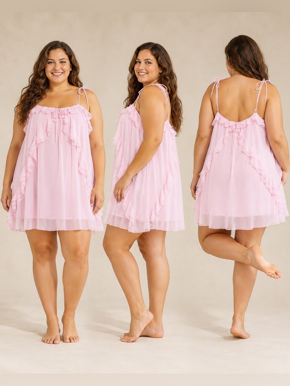 Wild Fable Women’s Boho Ruffle Mini Dress Light Pink Size L NWT Tie Strap